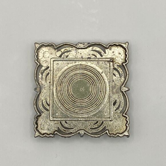 Vintage Celluloid Painting Romantic Framed French Portrait Courting Silver Tone - Picture 3 of 3